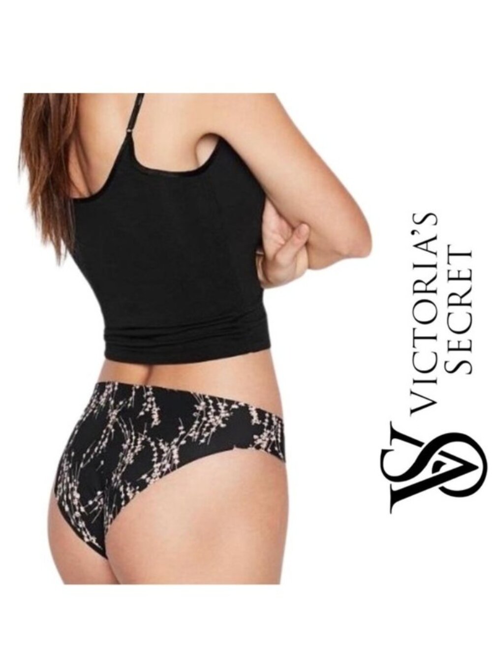Victoria's Secret | Black and Pink Floral Vines Hiphugger Panties | Size Medium
